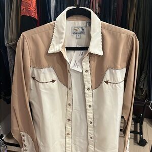 Western Style Beige and White Shirt